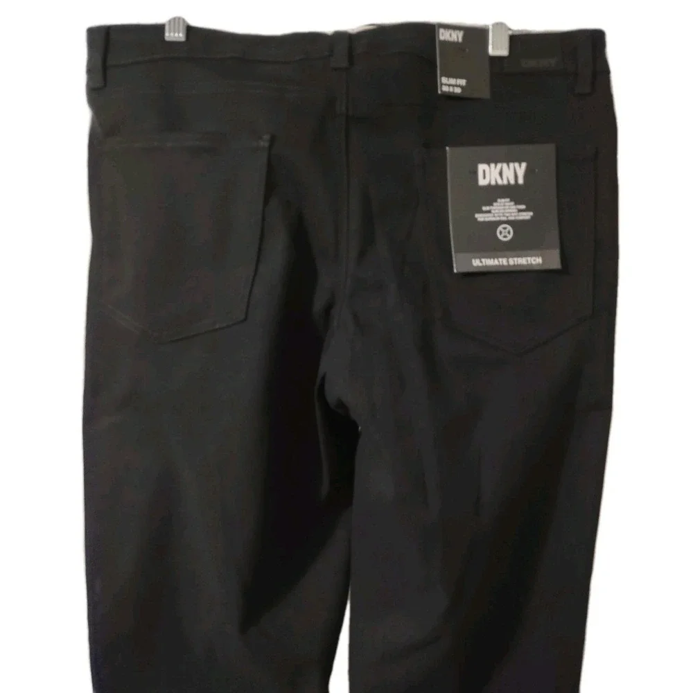 DKNY Pants 36x30 Mens Slim Fit Ultimate Stretch Black Norm Core Streetwear Edgy